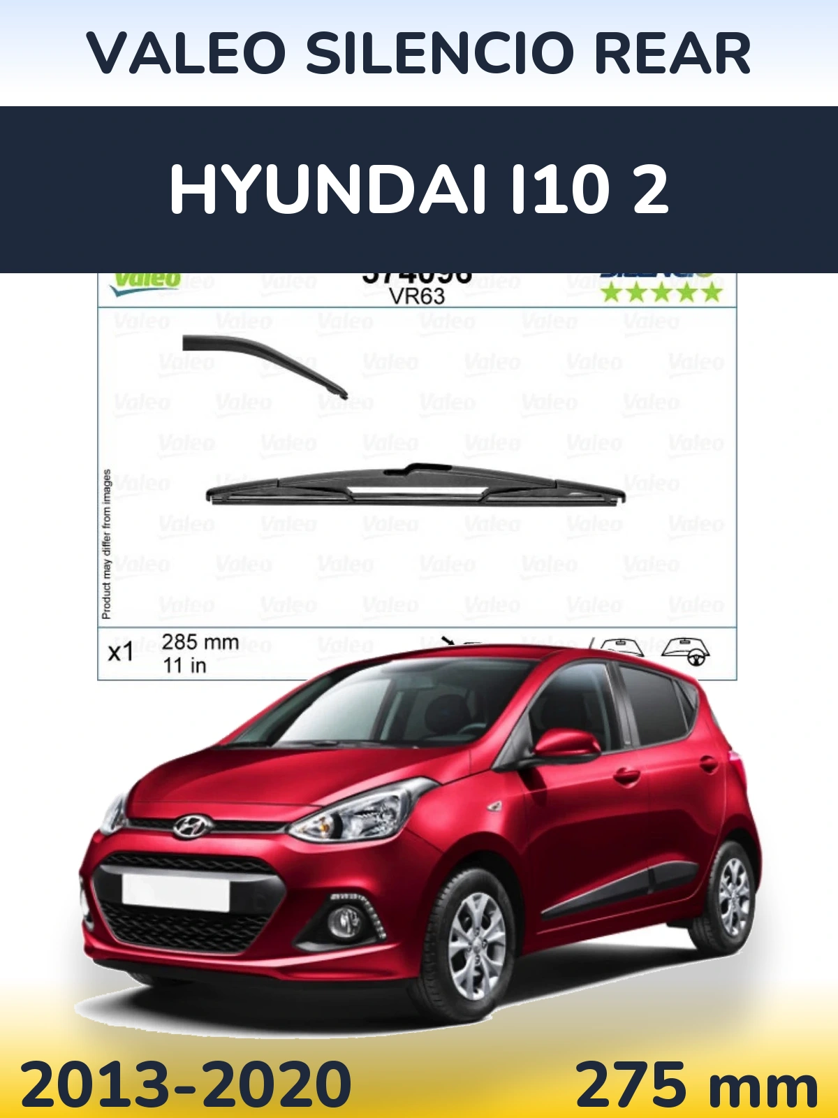Rear wiper blade Valeo Silencio Rear 285 мм for Hyundai i10 2 2013-2020