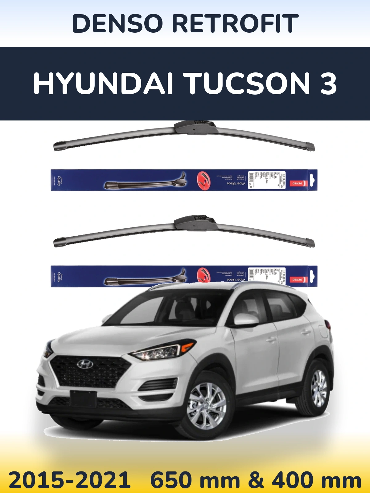 Комплект передних дворников Denso Retrofit 650 & 400 мм для Hyundai Tucson 3 2015-2021