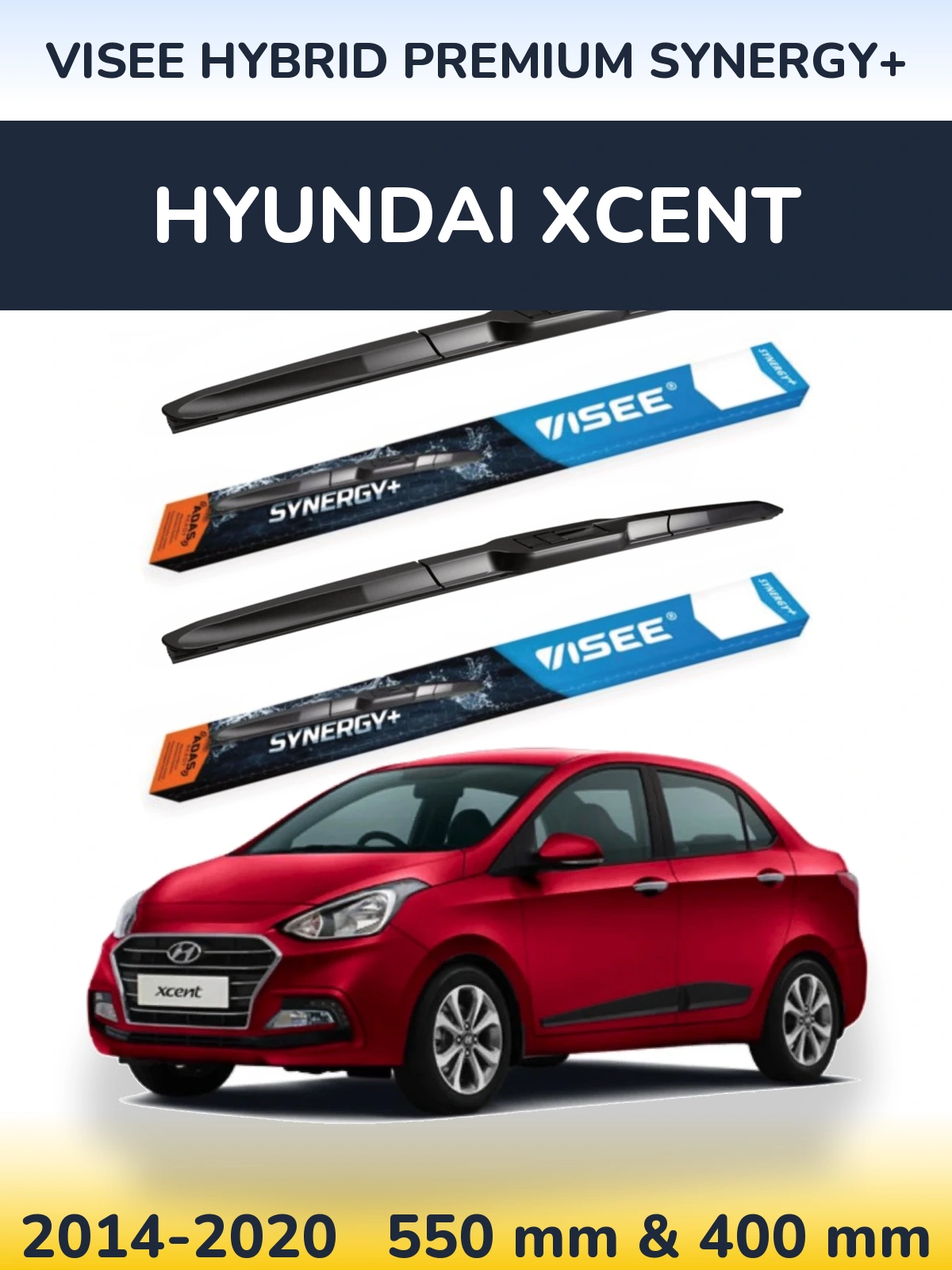 Комплект передніх щіток VISEE HYBRID PREMIUM SYNERGY+ 550 & 400 мм для Hyundai Xcent 2014-2020
