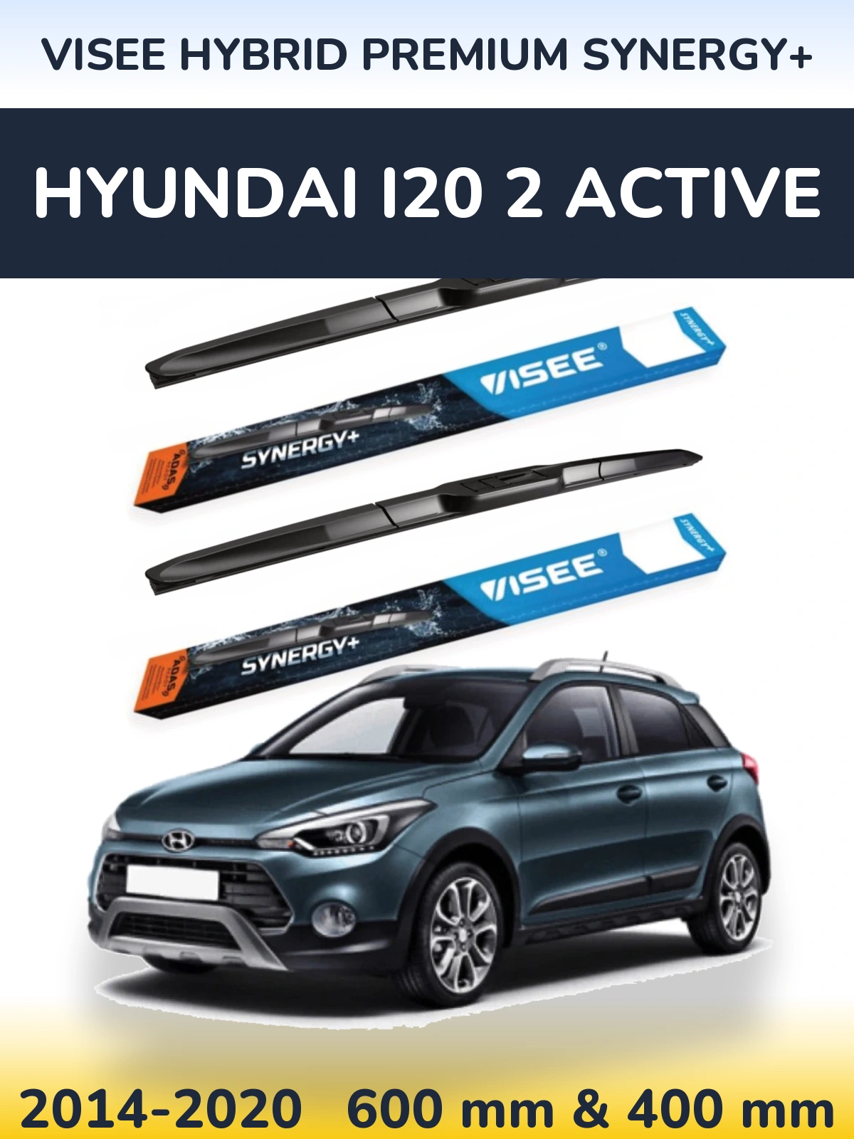 Комплект передних дворников VISEE HYBRID PREMIUM SYNERGY+ 600 & 400 мм для Hyundai i20 2 Active 2014-2020