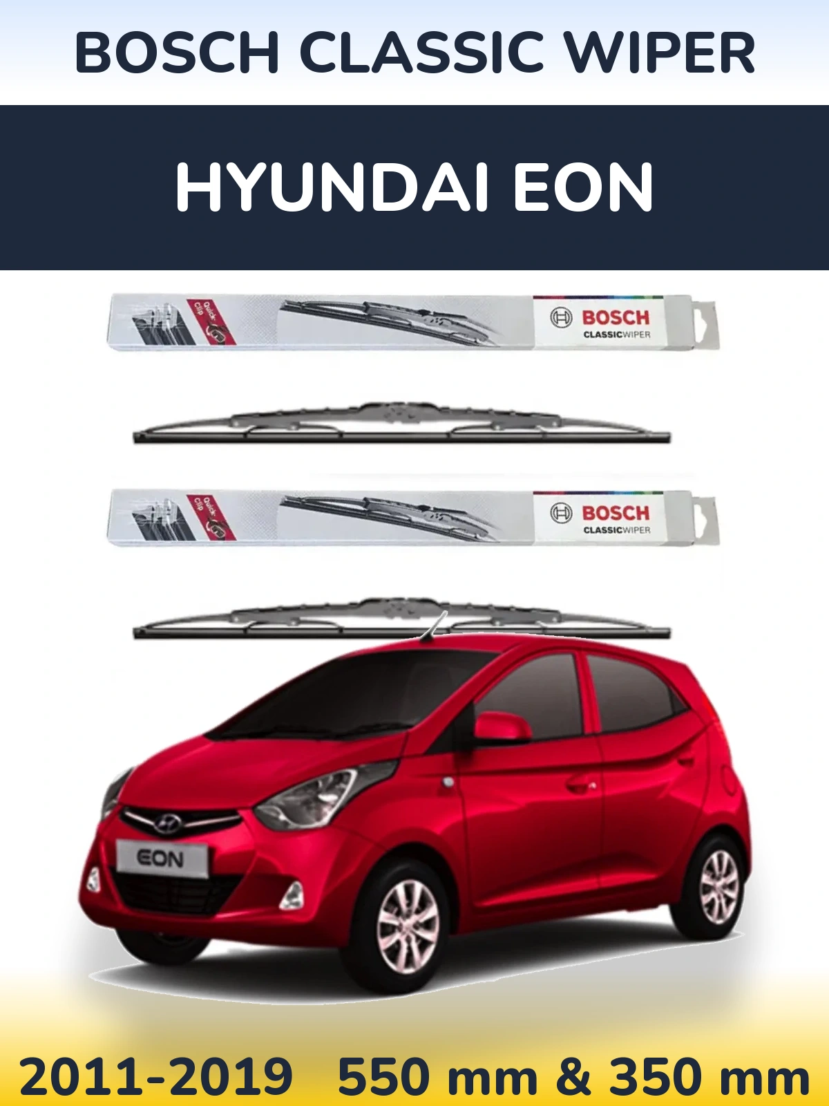 Front wiper blade set BOSCH Classic Wiper 550 & 340 мм for Hyundai EON 2011-2019