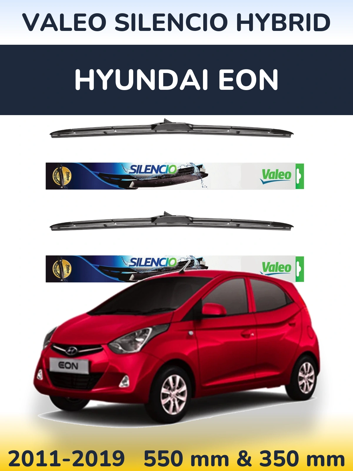 Комплект передних дворников Valeo Silencio Hybrid 550 & 350 мм для Hyundai EON 2011-2019