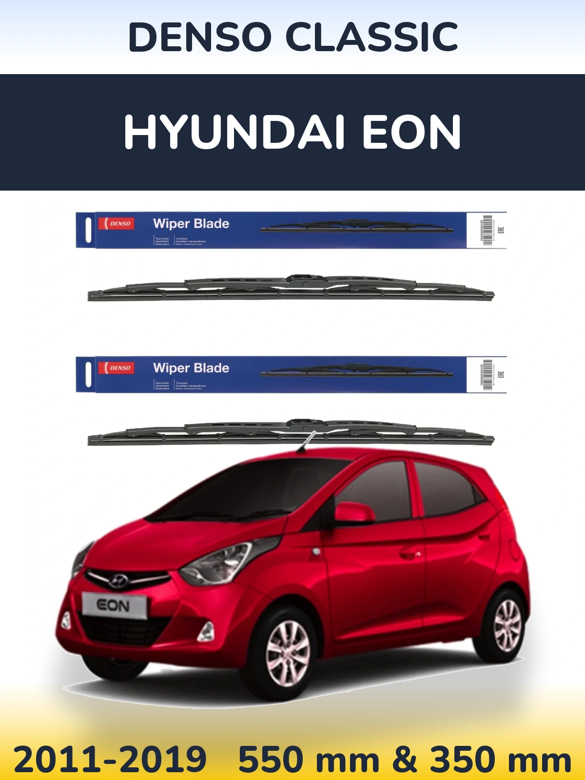 Front wiper blade set Denso Classic 550 & 350 мм for Hyundai EON 2011-2019