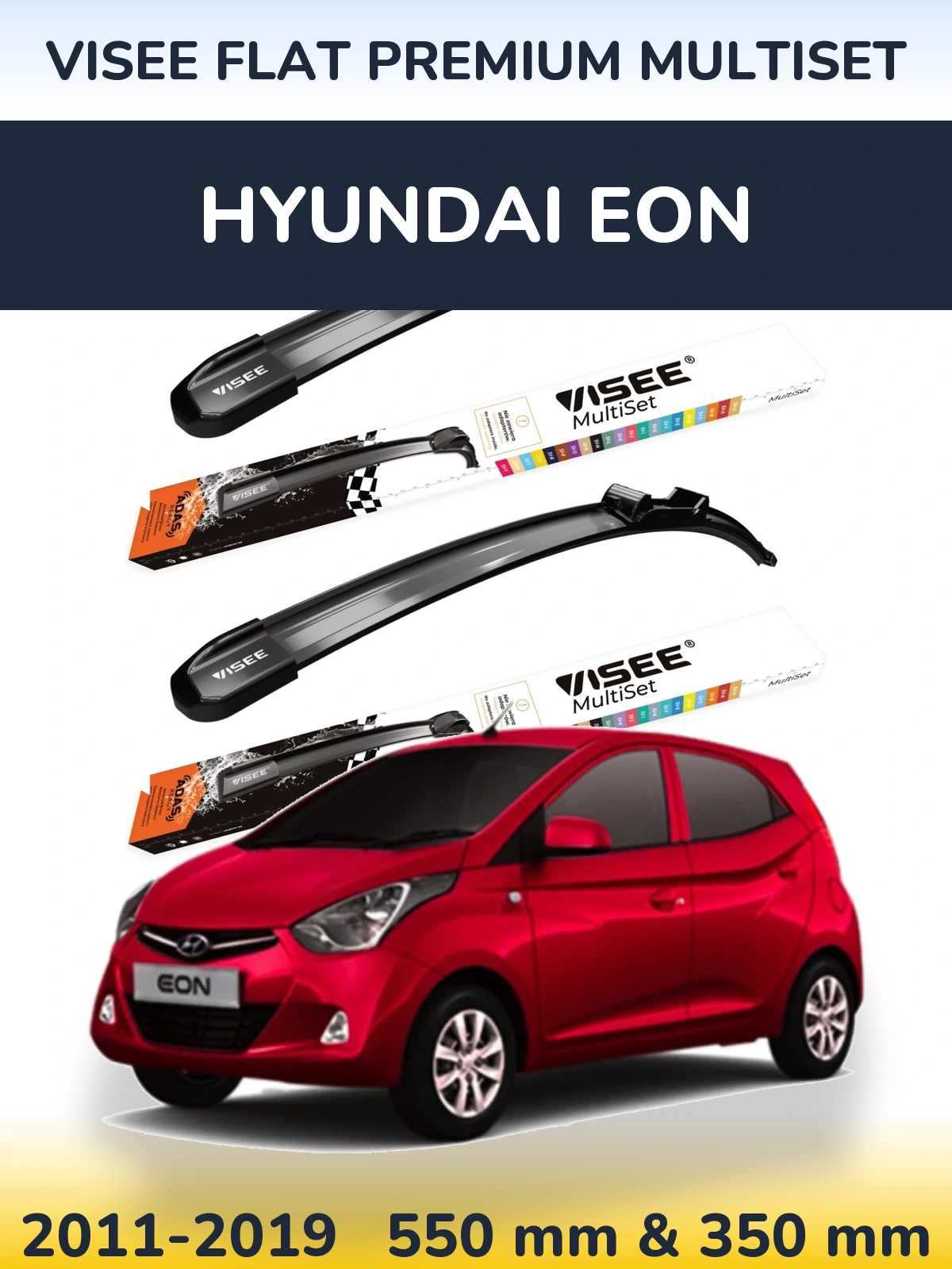Front wiper blade set VISEE FLAT PREMIUM MultiSet 550 & 350 мм for Hyundai EON 2011-2019