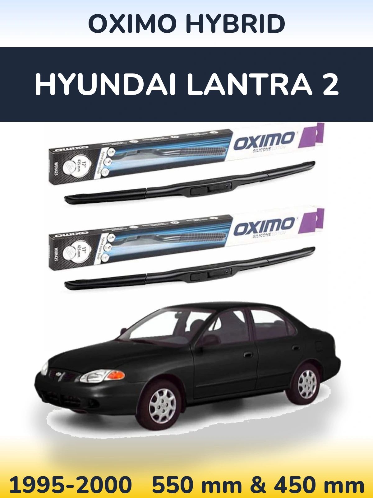 Komplet przednich wycieraczek Oximo Hybrid 550 & 450 mm do Hyundai Lantra 2 1995-2000