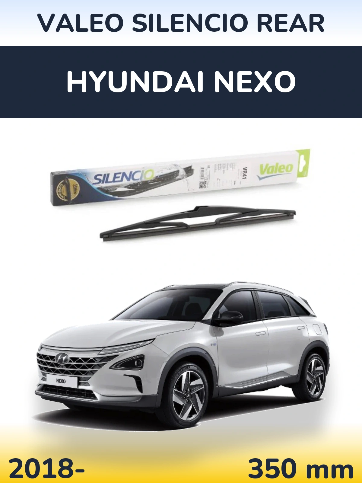 Rear wiper blade Valeo Silencio Rear 345 mm for Hyundai Nexo 2018-2026
