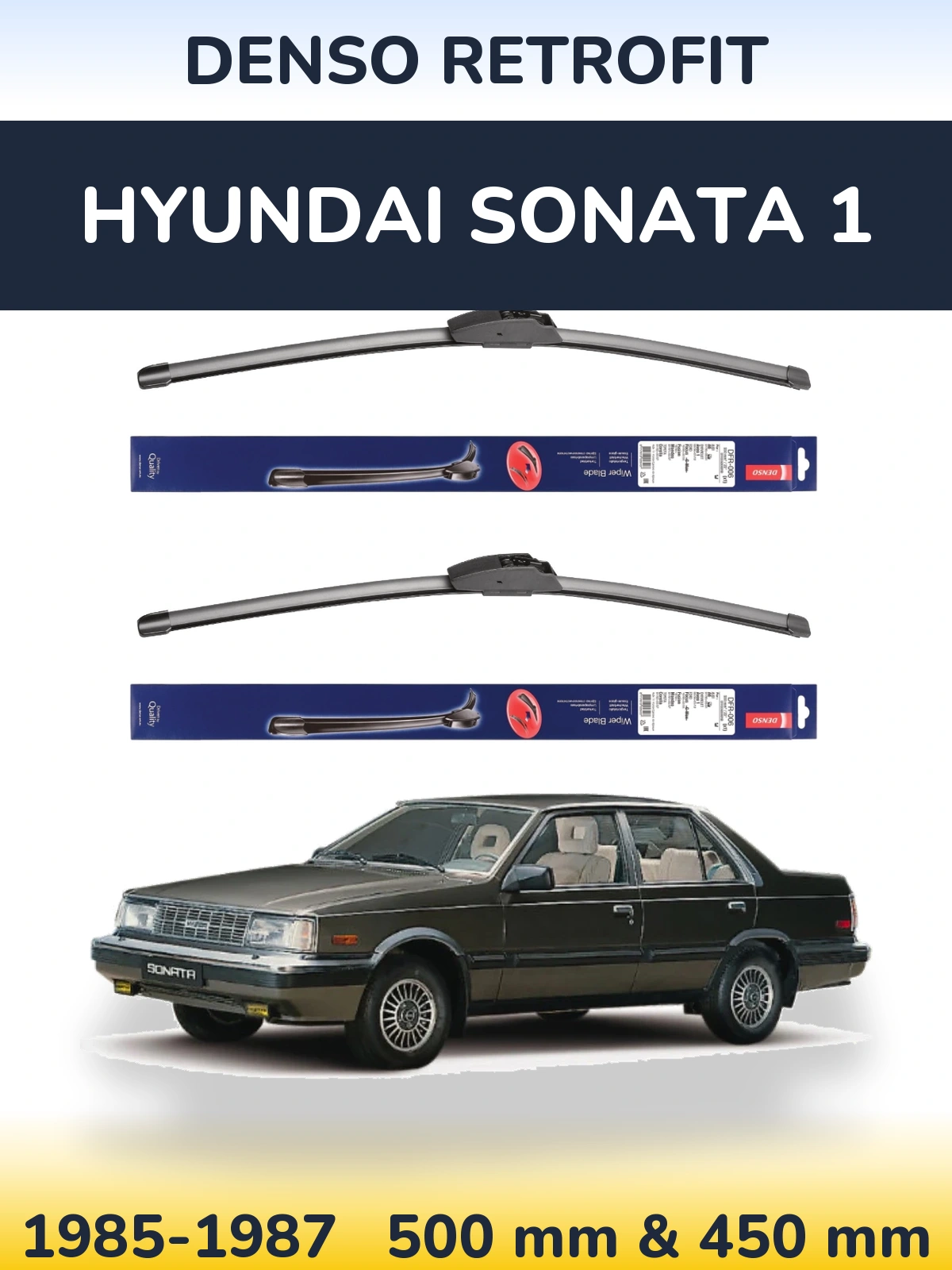 Комплект передніх щіток Denso Retrofit 500 & 450 мм для Hyundai Sonata 1 1985-1987