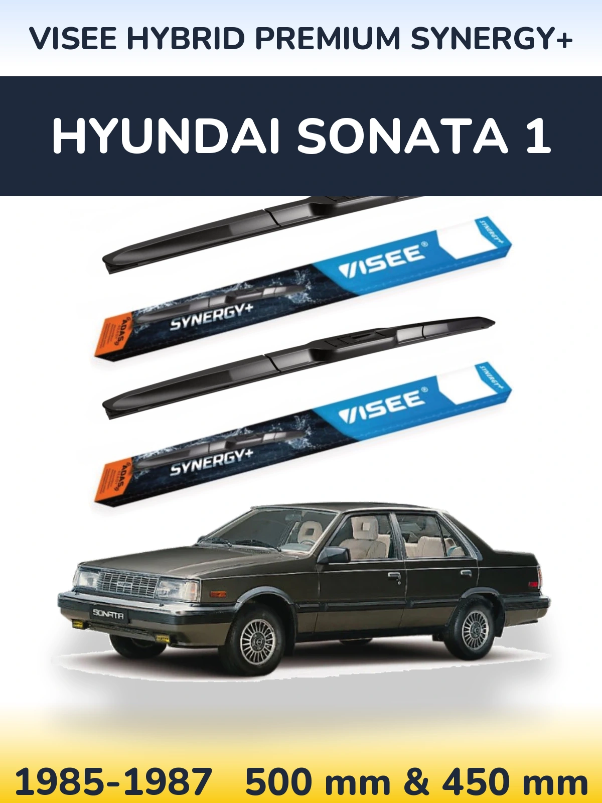 Комплект передних дворников VISEE HYBRID PREMIUM SYNERGY+ 500 & 450 мм для Hyundai Sonata 1 1985-1987