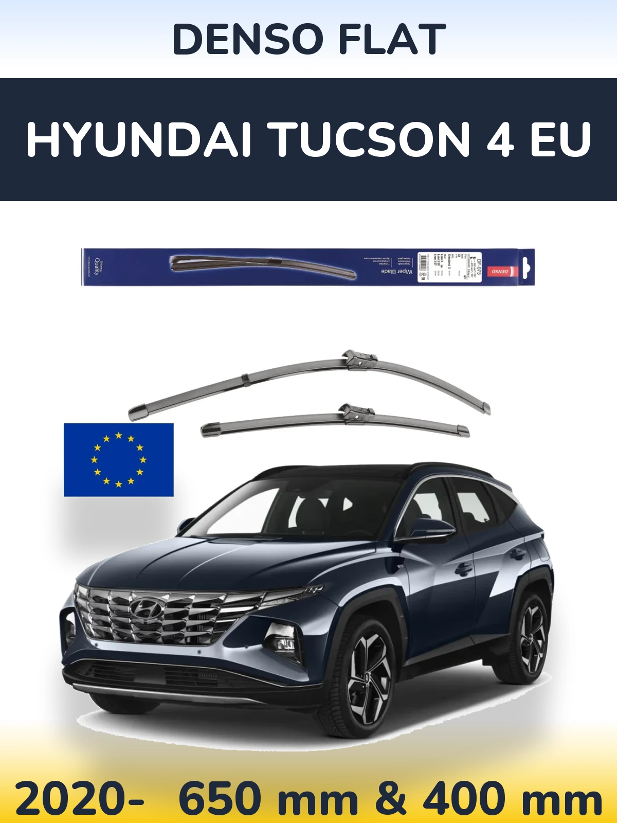 Комплект передних дворников Denso Flat 650 & 400 мм для Hyundai Tucson 4 EU 2020-2026