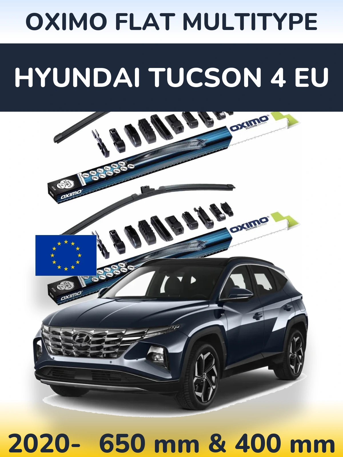 Front wiper blade set Oximo Flat MultiTypee 650 & 400 мм for Hyundai Tucson 4 EU 2020-2026