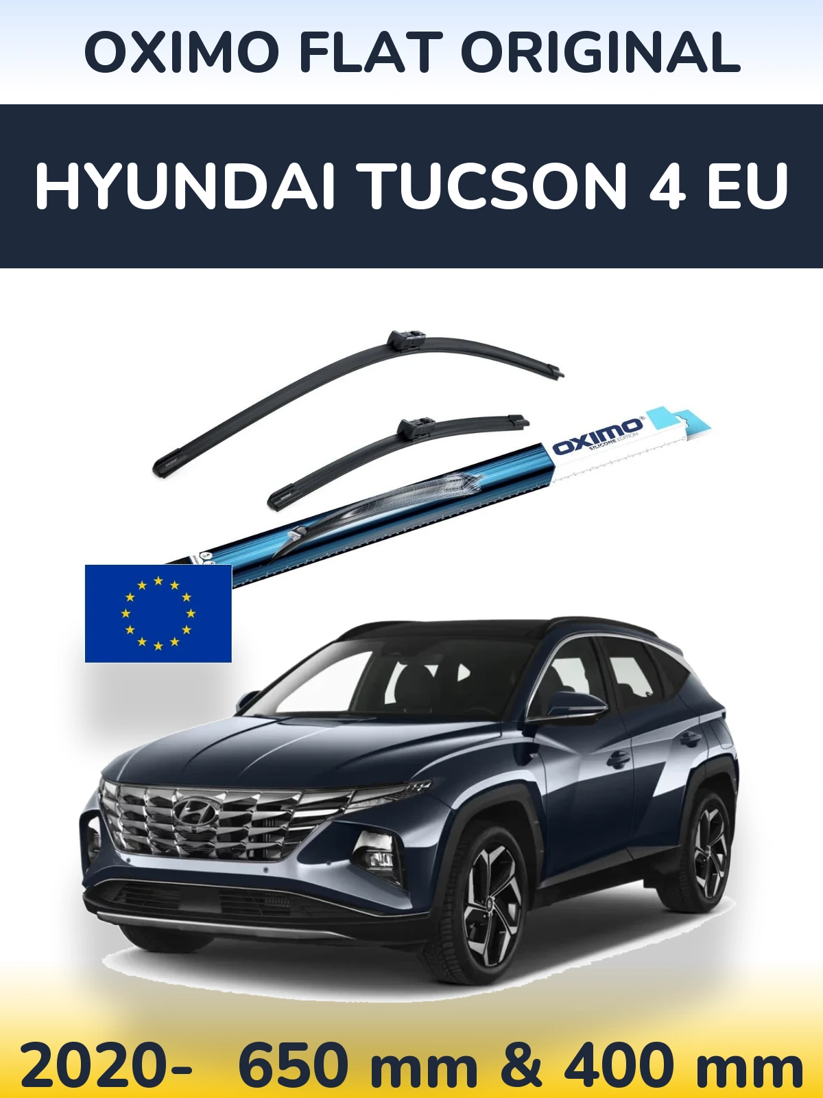 Front wiper blade set Oximo Flat Original 650 & 400 мм for Hyundai Tucson 4 EU 2020-2026