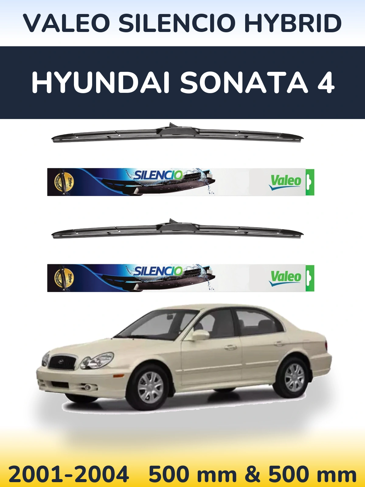 Комплект передних дворников Valeo Silencio Hybrid 500 & 500 мм для Hyundai Sonata 4 2001-2004