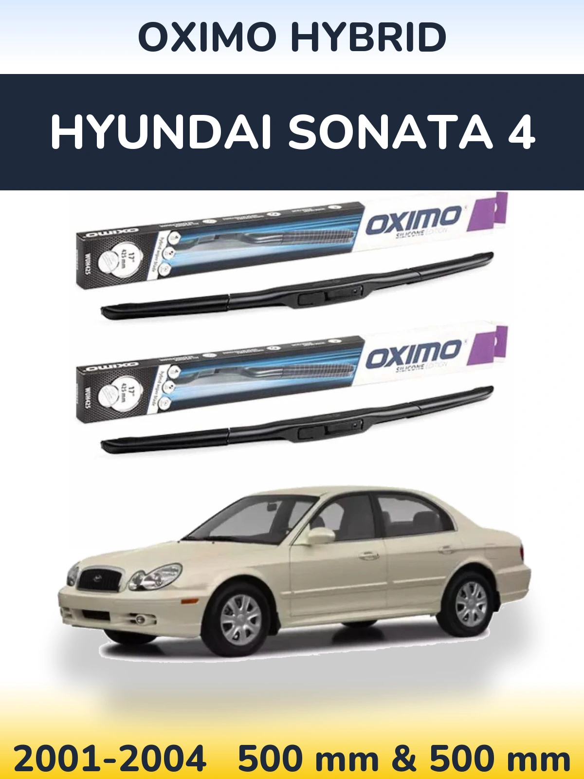 Front wiper blade set Oximo Hybrid 500 & 500 мм for Hyundai Sonata 4 2001-2004