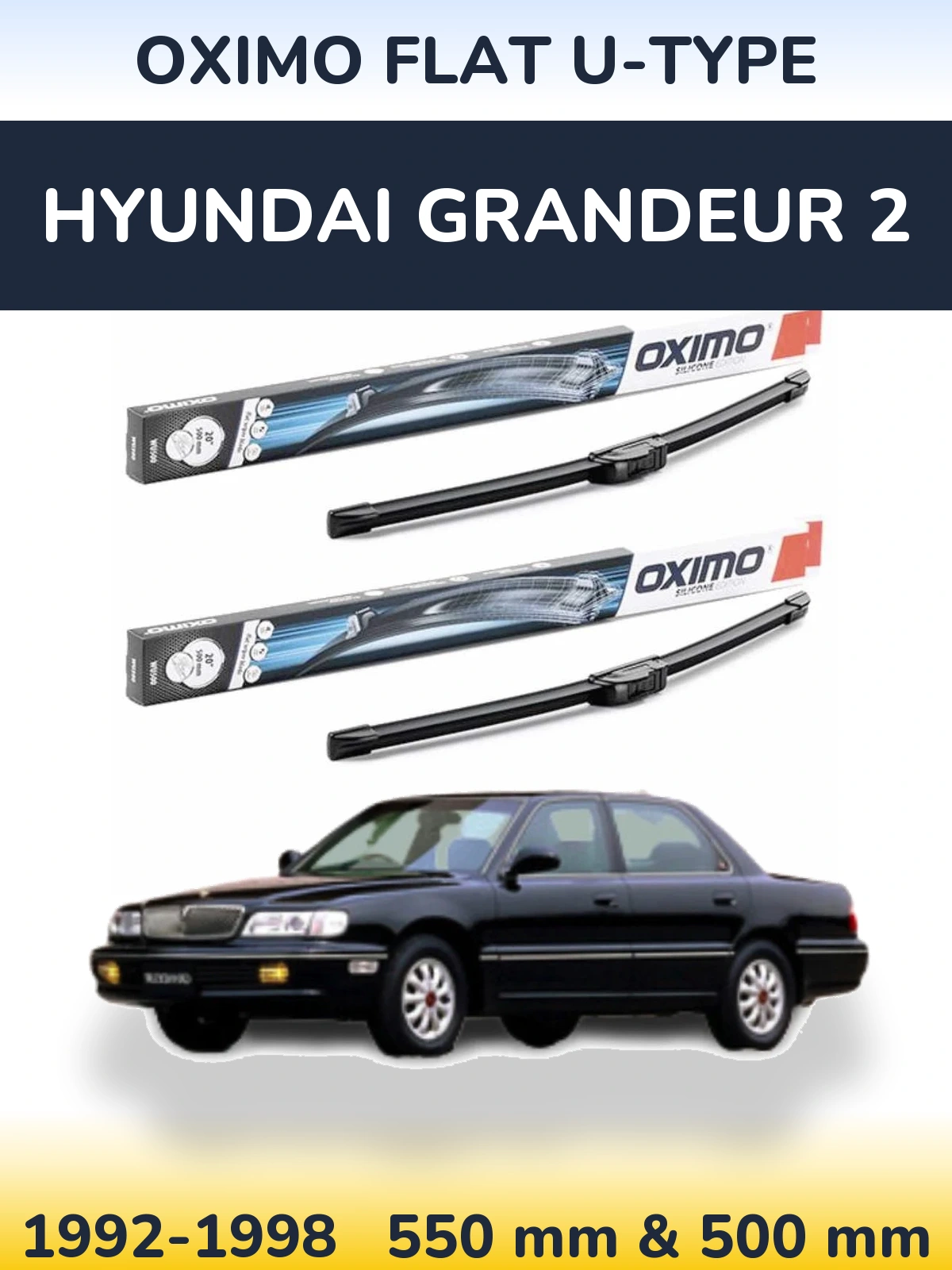 Комплект передних дворников Oximo Flat U-type 550 & 500 мм для Hyundai Grandeur 2 1992-1998