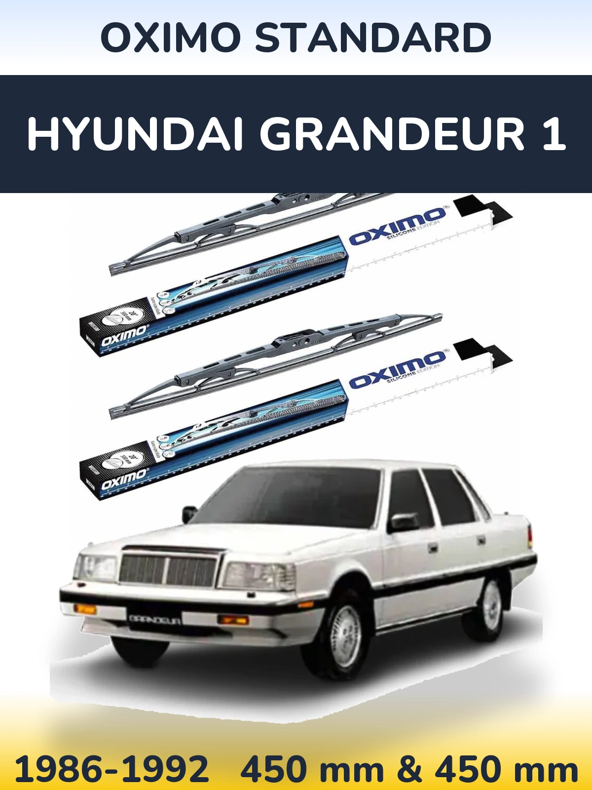 Front wiper blade set Oximo Standard 450 & 450 mm for Hyundai Grandeur 1 1986-1992