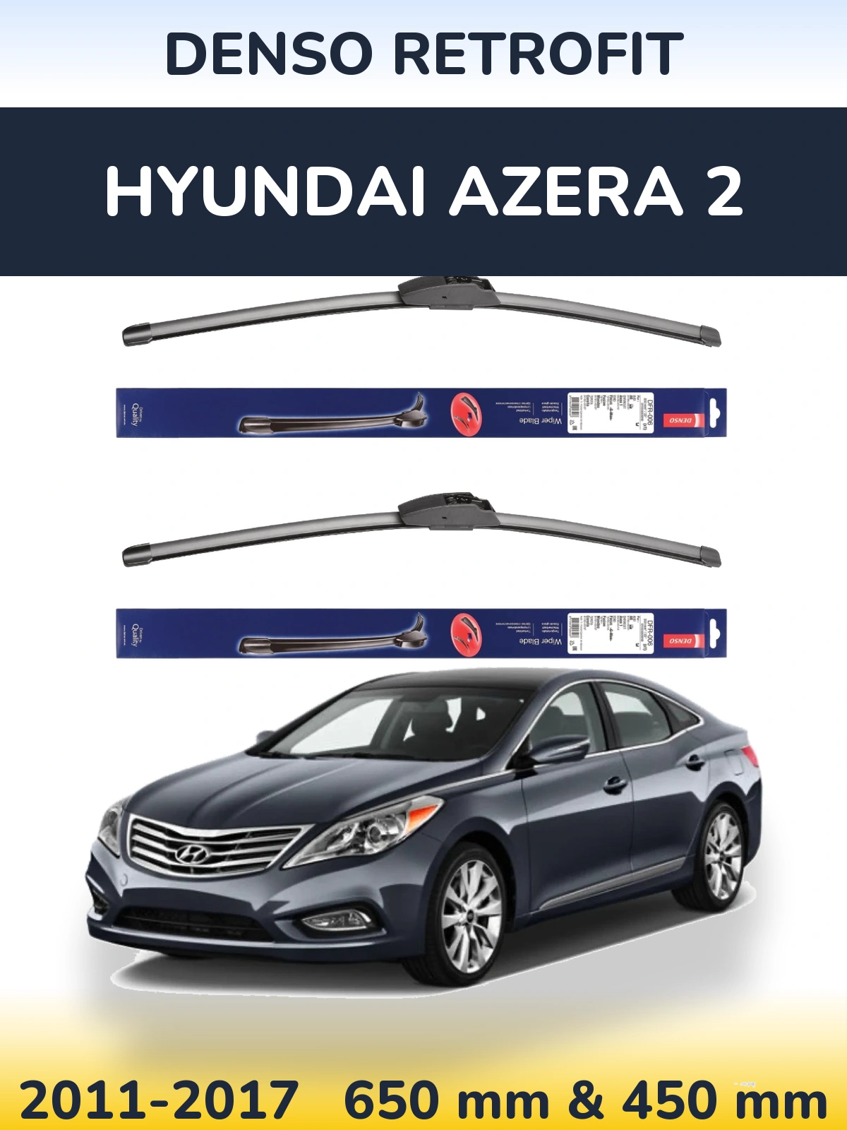 Комплект передних дворников Denso Retrofit 650 & 450 мм для Hyundai Azera 2 2011-2017