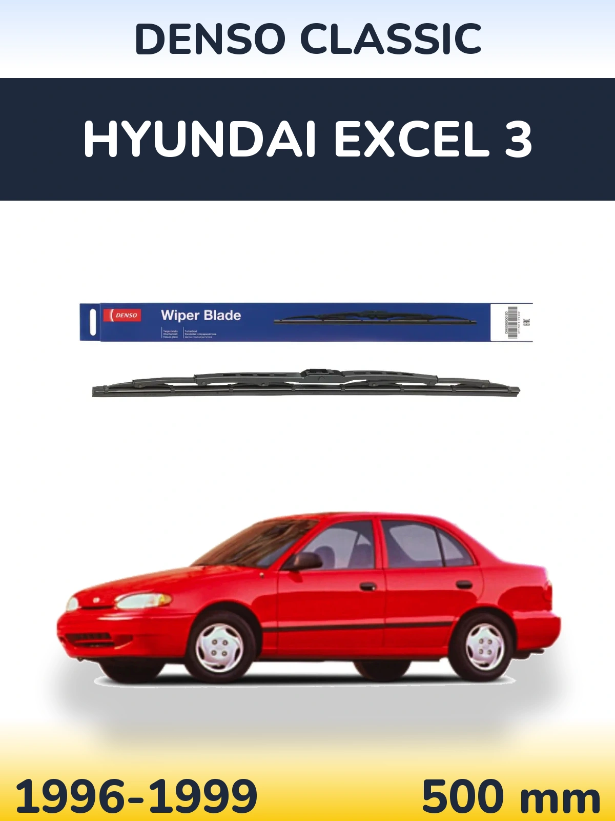 Rear wiper blade Denso Classic 500 mm for Hyundai Excel 3 1996-1999