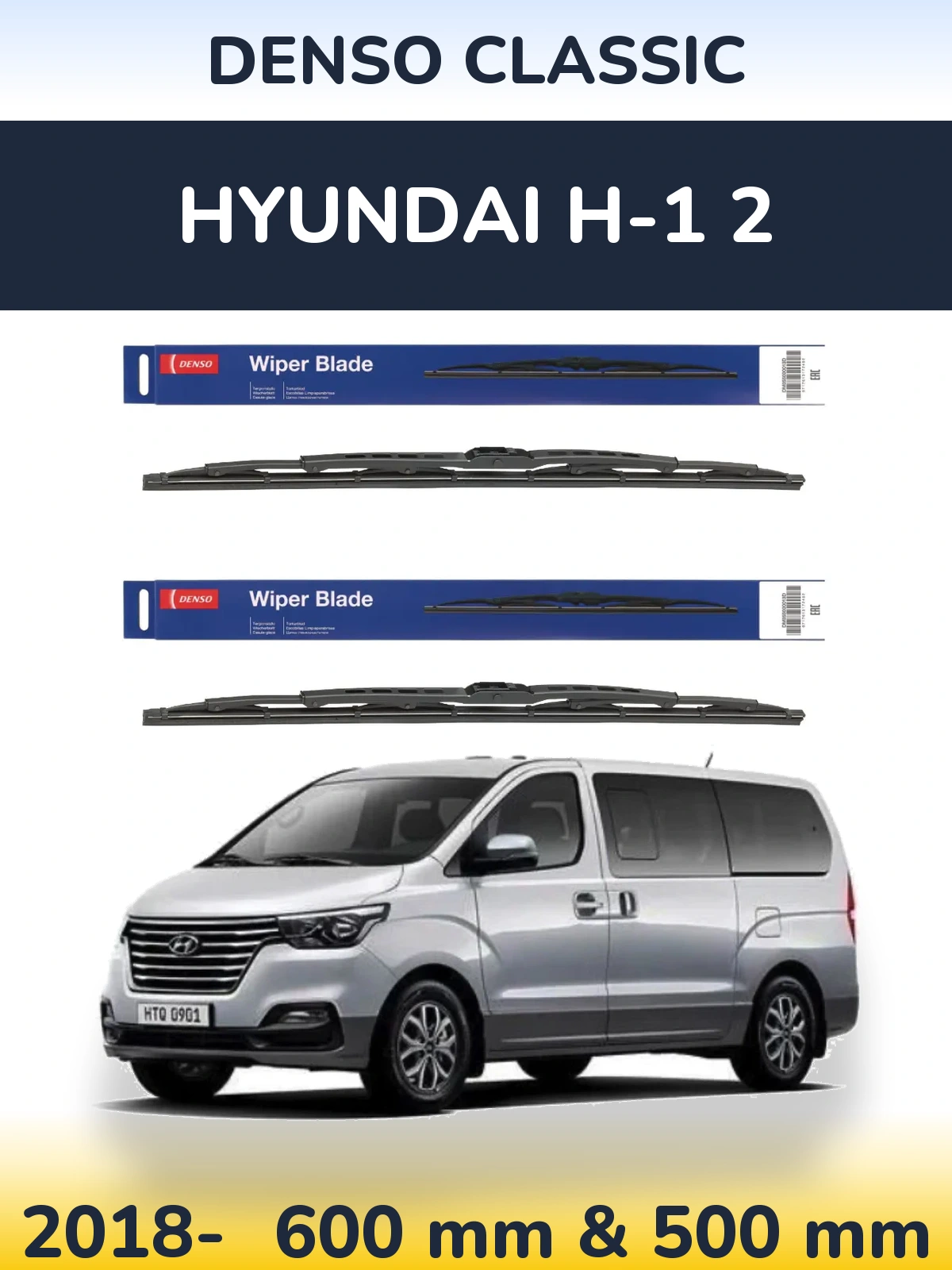 Komplet przednich wycieraczek Denso Classic 600 & 500 mm do Hyundai H-1 2 2018-2026