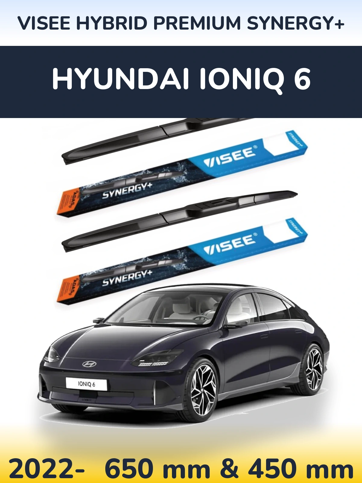 Komplet przednich wycieraczek VISEE HYBRID PREMIUM SYNERGY+ 650 & 450 mm do Hyundai IONIQ 6 2022-2026