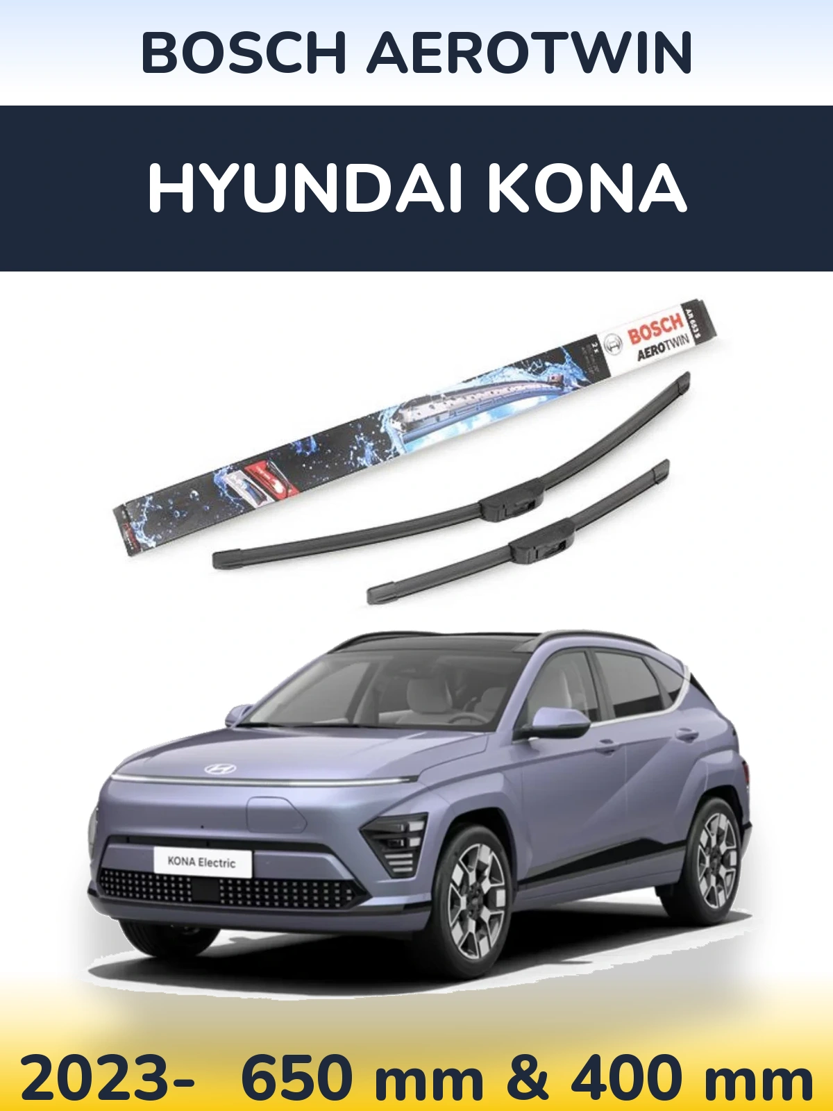 Komplet przednich wycieraczek BOSCH AeroTwin 650 & 400 mm do Hyundai Kona 2023-2026