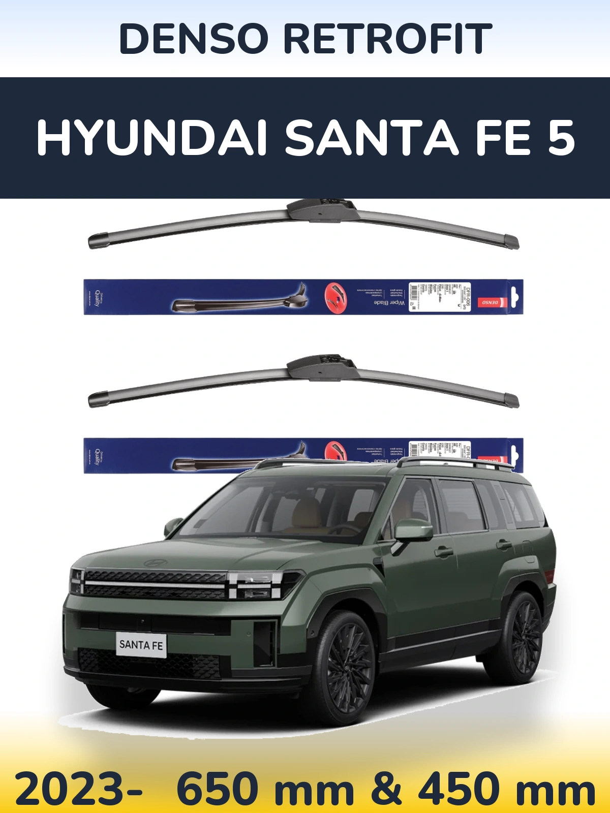 Front wiper blade set Denso Retrofit 650 & 450 мм for Hyundai Santa Fe 5 2023-2026