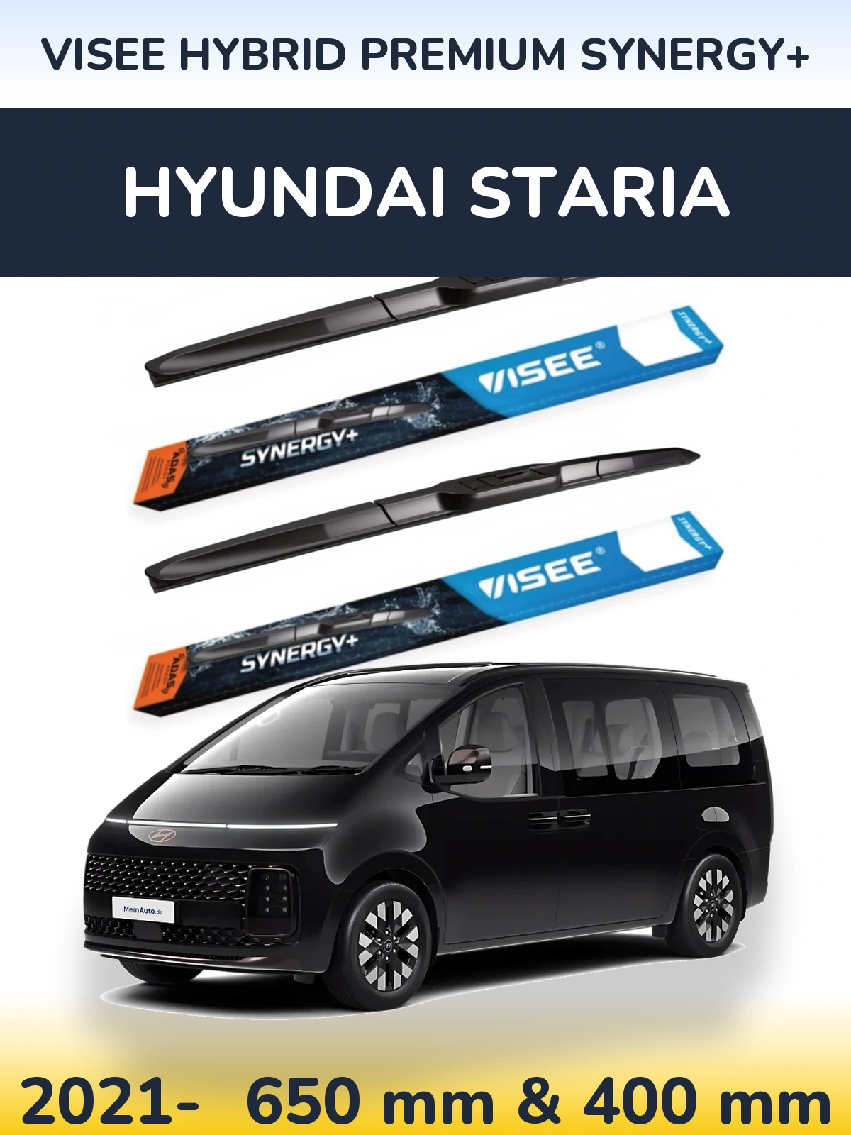 Front wiper blade set VISEE HYBRID PREMIUM SYNERGY+ 650 & 400 mm for Hyundai Staria 2021-2026