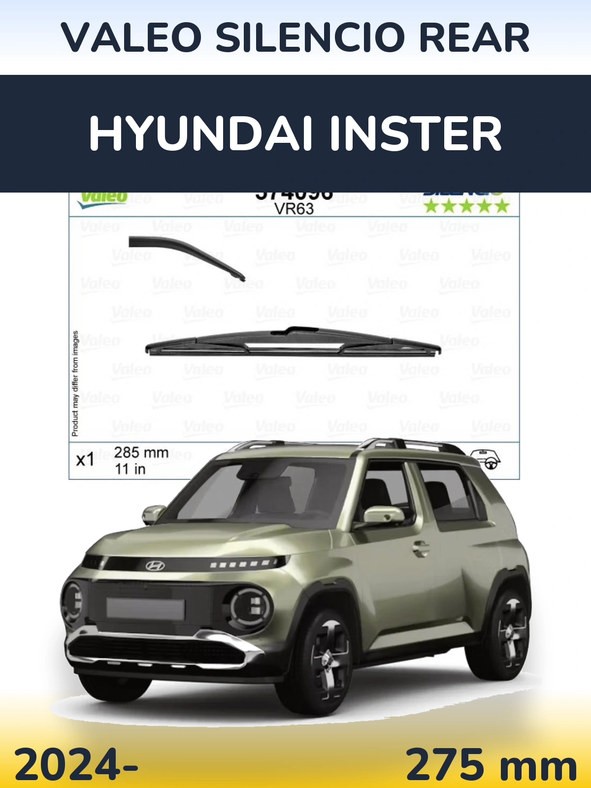 Rear wiper blade Valeo Silencio Rear 285 mm for Hyundai Inster 2024-2026