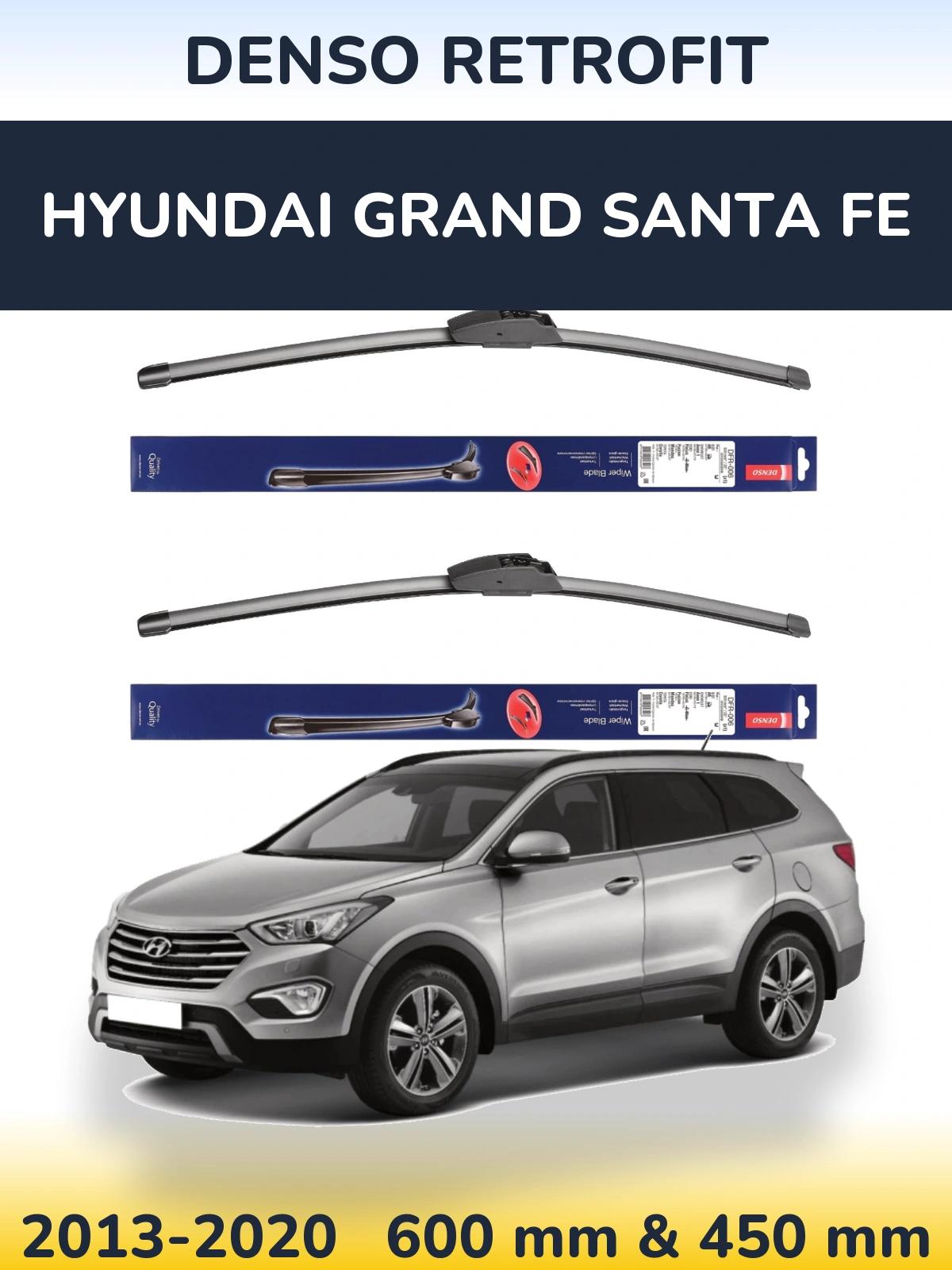 Комплект передних дворников Denso Retrofit 600 & 450 мм для Hyundai Grand Santa Fe 2013-2020