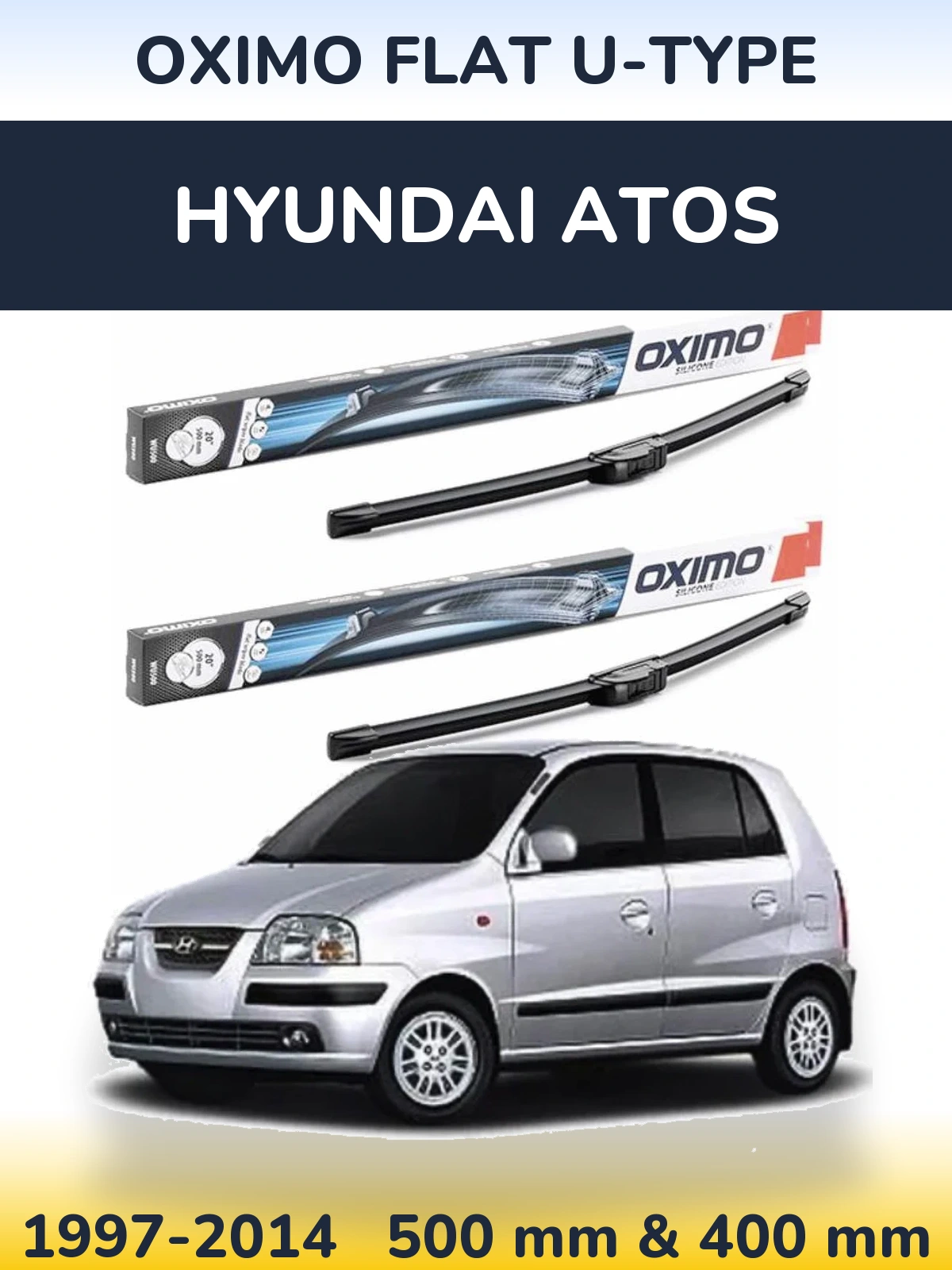 Komplet przednich wycieraczek Oximo Flat U-type 500 & 400 mm do Hyundai Atos 1997-2014