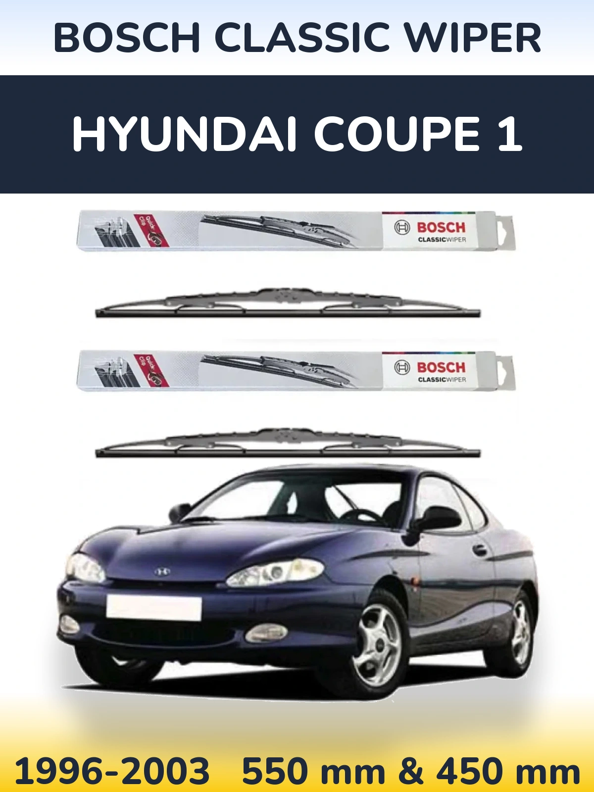 Komplet przednich wycieraczek BOSCH Classic Wiper 550 & 450 mm do Hyundai Coupe 1 1996-2003