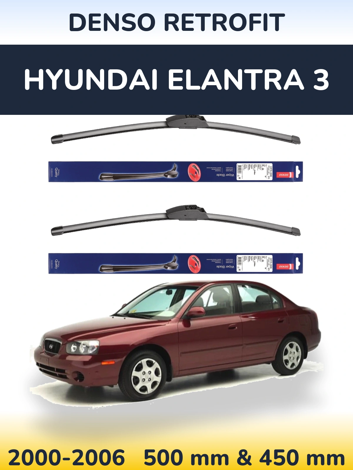 Комплект передних дворников Denso Retrofit 500 & 450 мм для Hyundai Elantra 3 2000-2006