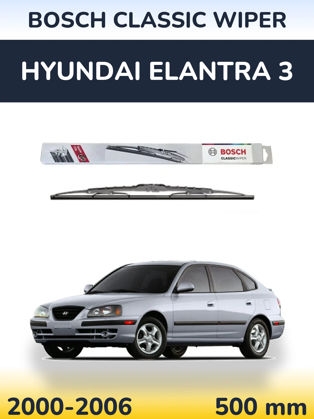 Rear wiper blade BOSCH Classic Wiper 500 мм for Hyundai Elantra 3 2000-2006