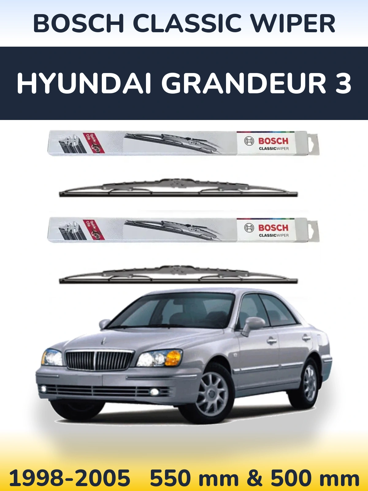 Komplet przednich wycieraczek BOSCH Classic Wiper 550 & 500 mm do Hyundai Grandeur 3 1998-2005
