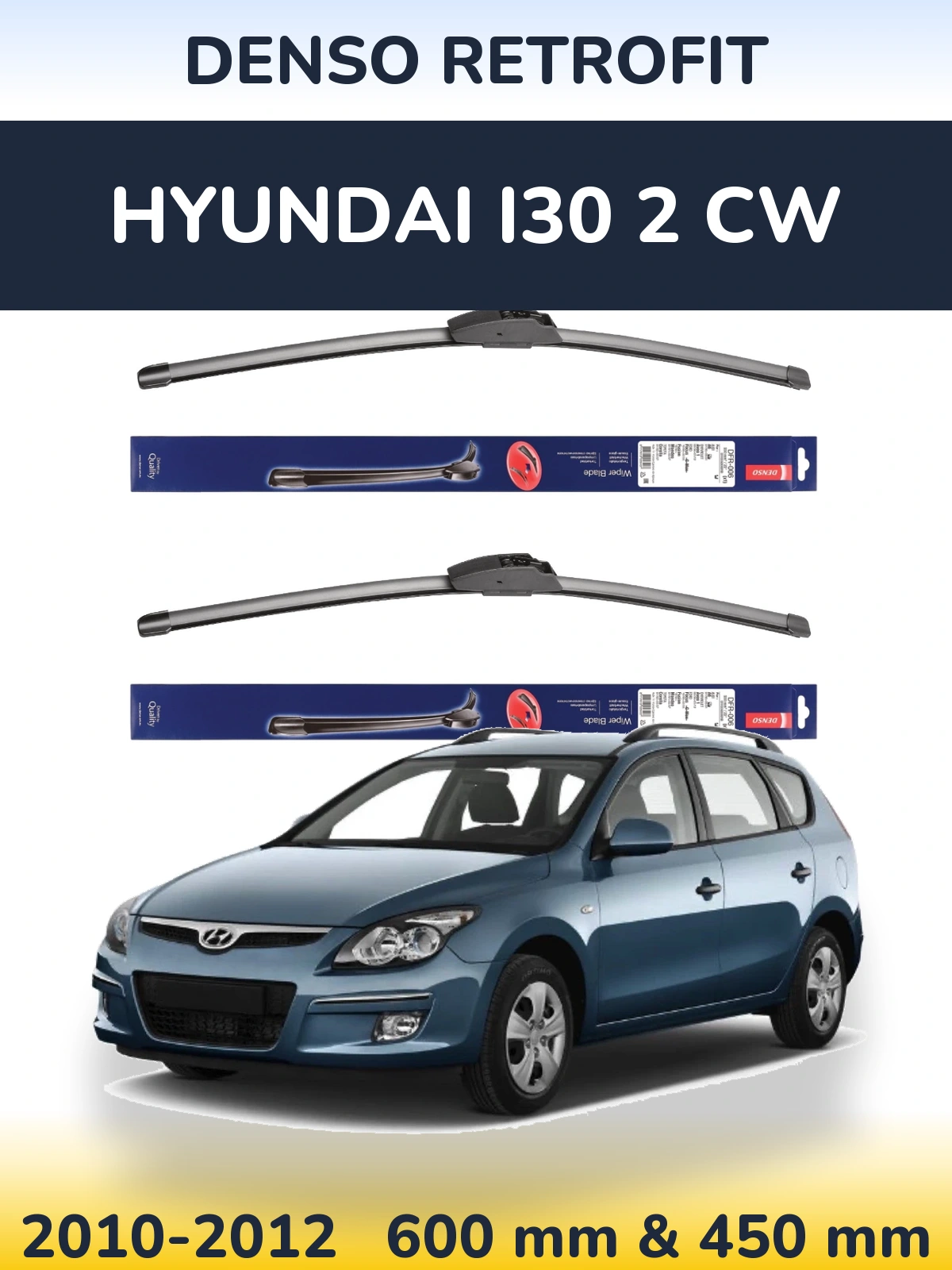 Komplet przednich wycieraczek Denso Retrofit 600 & 450 mm do Hyundai i30 2 CW 2010-2012