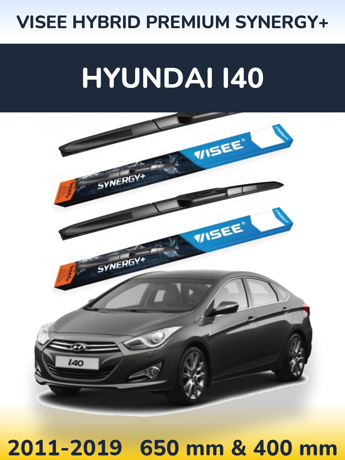 Комплект передніх щіток VISEE HYBRID PREMIUM SYNERGY+ 650 & 400 мм для Hyundai i40 2011-2019