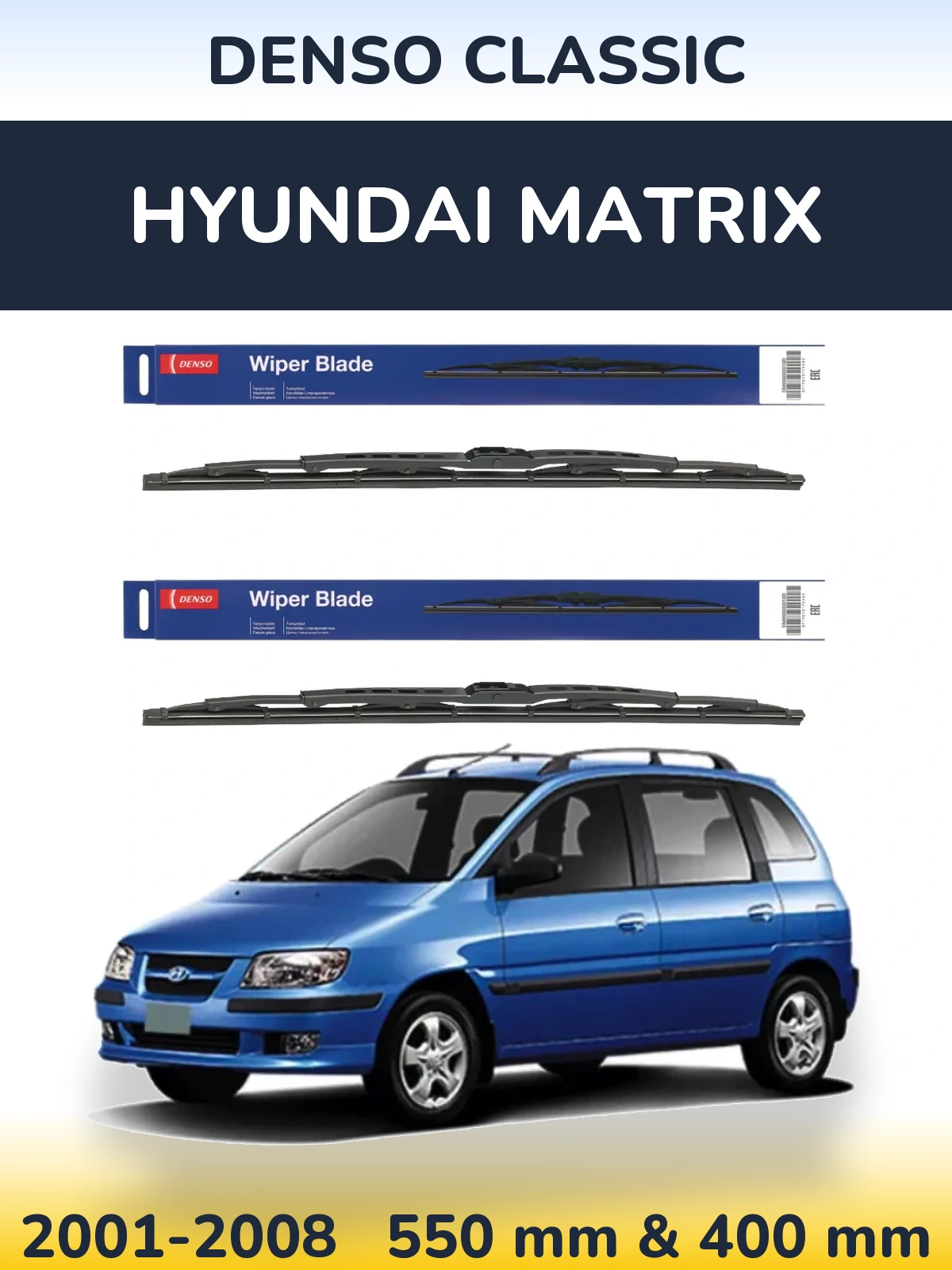 Komplet przednich wycieraczek Denso Classic 550 & 400 mm do Hyundai Matrix 2001-2008