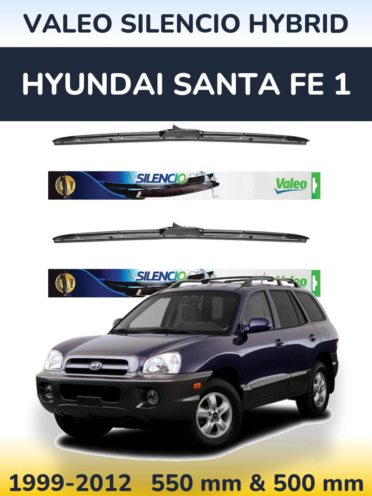 Комплект передних дворников Valeo Silencio Hybrid 550 & 500 мм для Hyundai Santa Fe 1 1999-2012