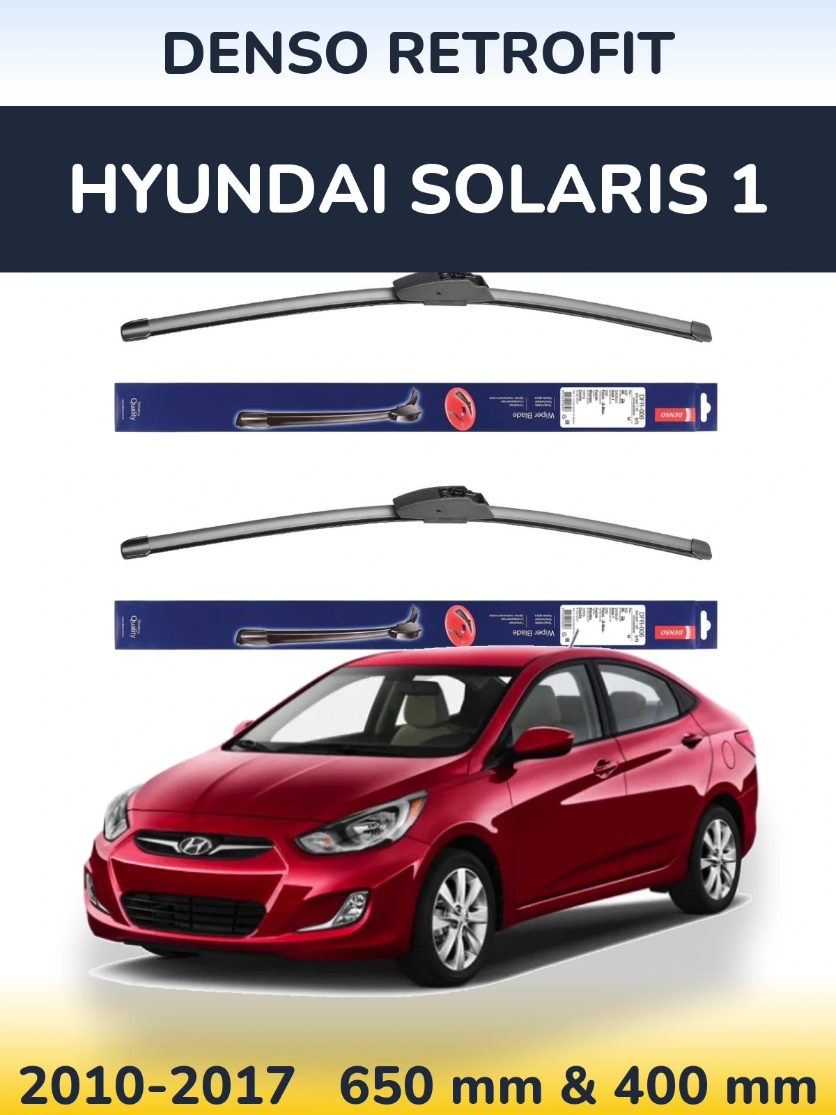 Комплект передних дворников Denso Retrofit 650 & 400 мм для Hyundai Solaris 1 2010-2017