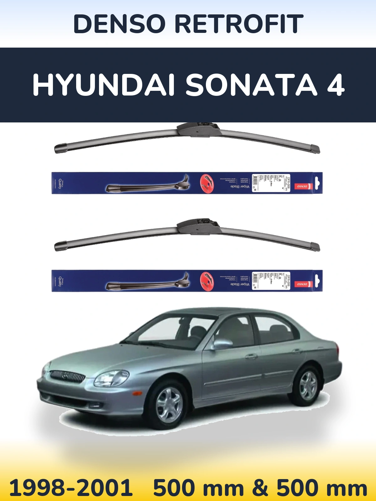 Front wiper blade set Denso Retrofit 500 & 500 мм for Hyundai Sonata 4 1998-2001