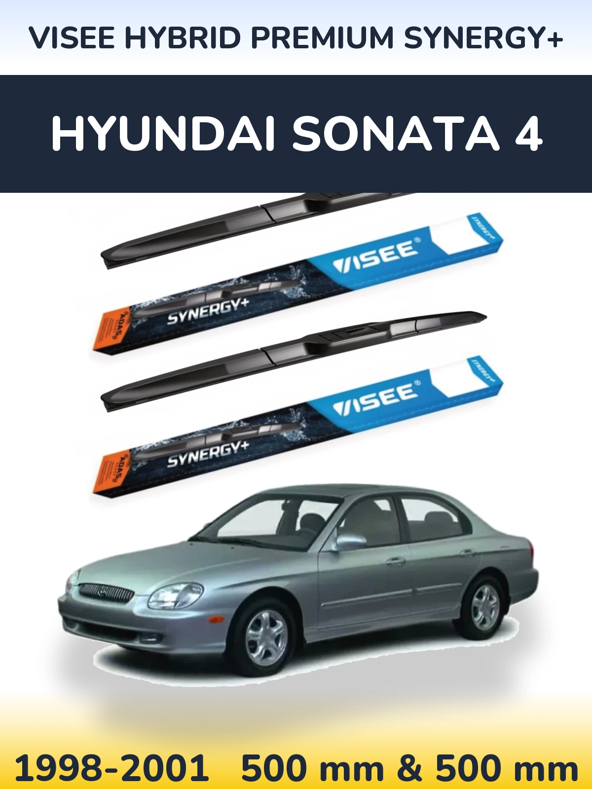 Front wiper blade set VISEE HYBRID PREMIUM SYNERGY+ 500 & 500 мм for Hyundai Sonata 4 1998-2001