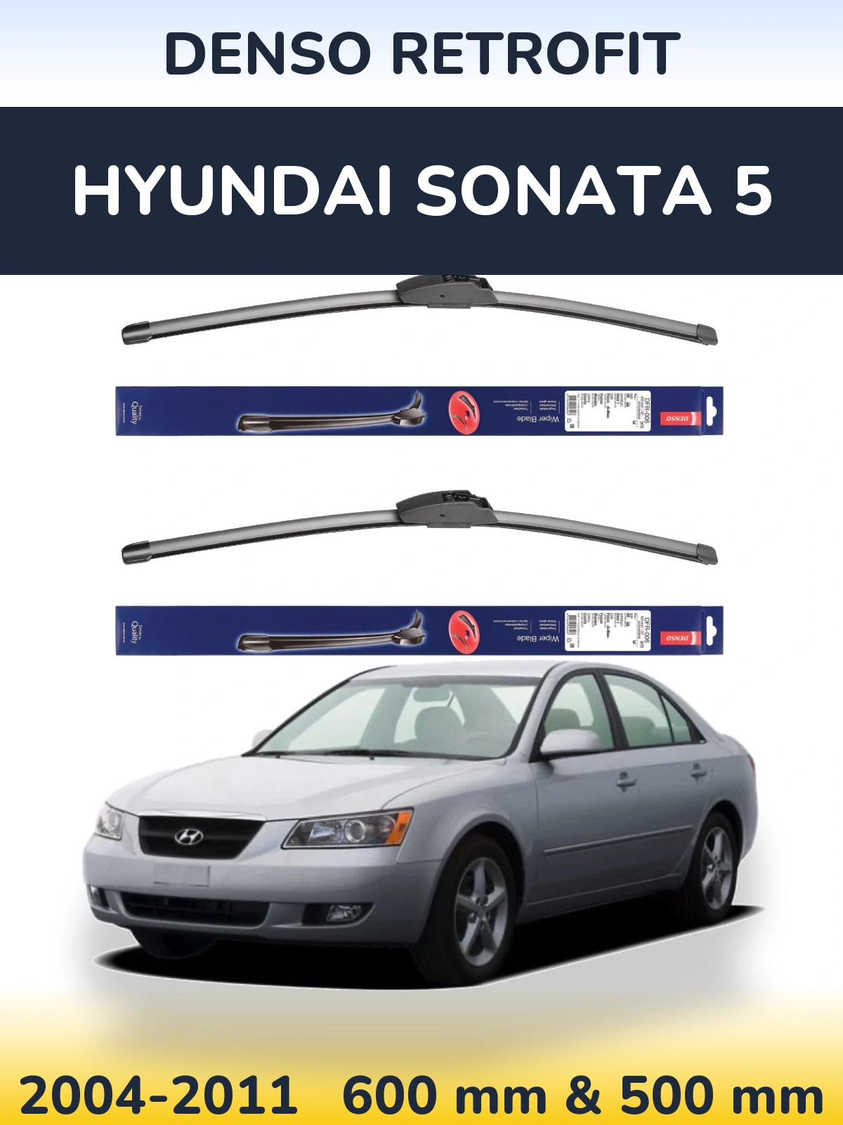 Комплект передних дворников Denso Retrofit 600 & 500 мм для Hyundai Sonata 5 2004-2011