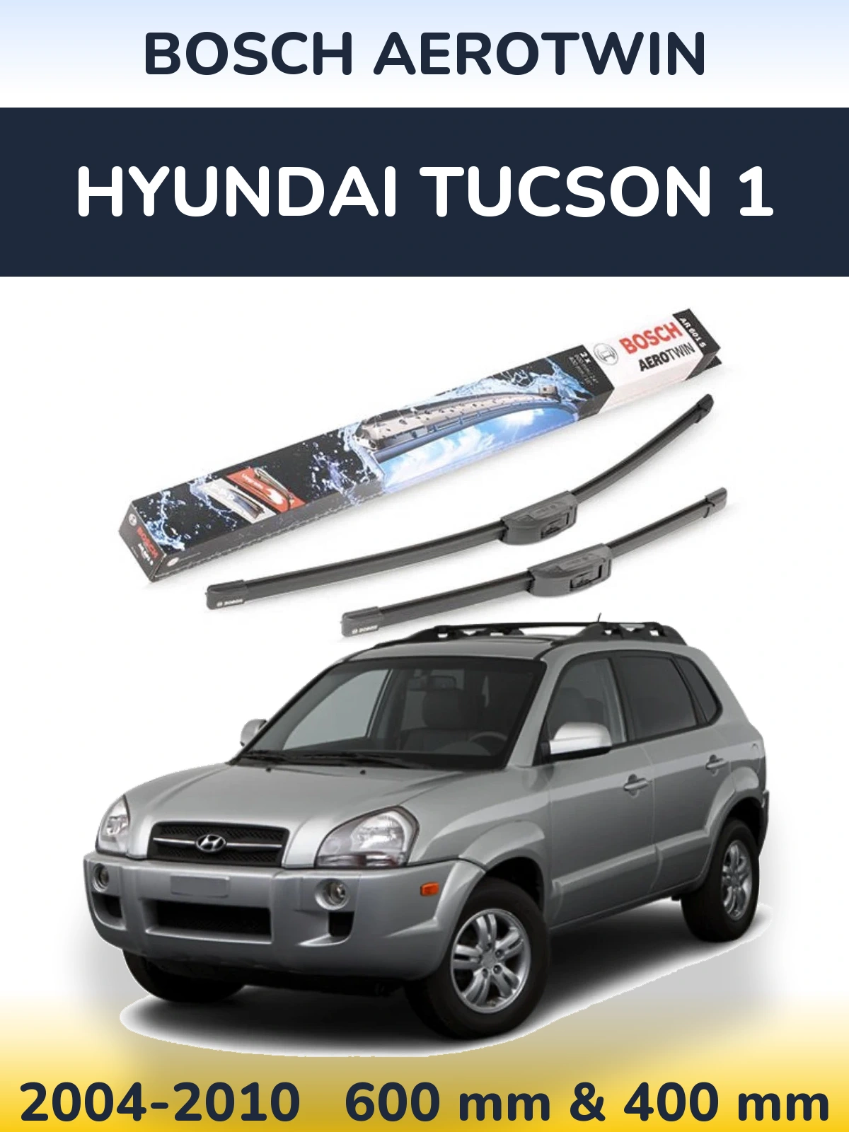 Комплект передних дворников BOSCH AeroTwin 600 & 400 мм для Hyundai Tucson 1 2004-2010