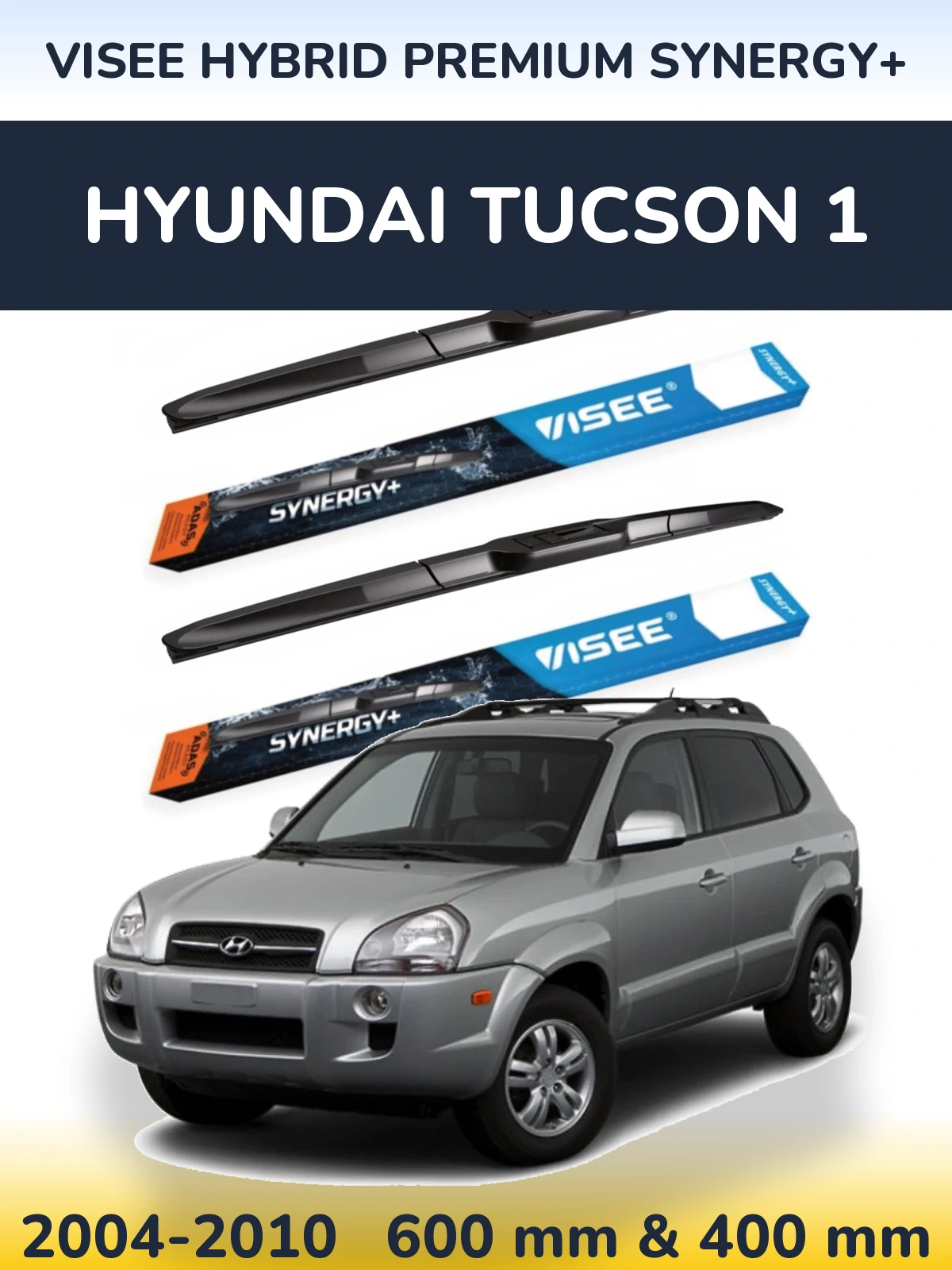 Komplet przednich wycieraczek VISEE HYBRID PREMIUM SYNERGY+ 600 & 400 mm do Hyundai Tucson 1 2004-2010