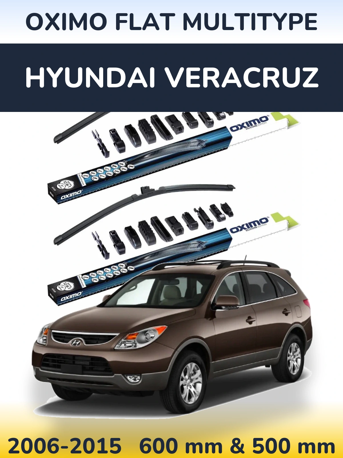 Front wiper blade set Oximo Flat MultiTypee 600 & 500 мм for Hyundai Veracruz 2006-2015