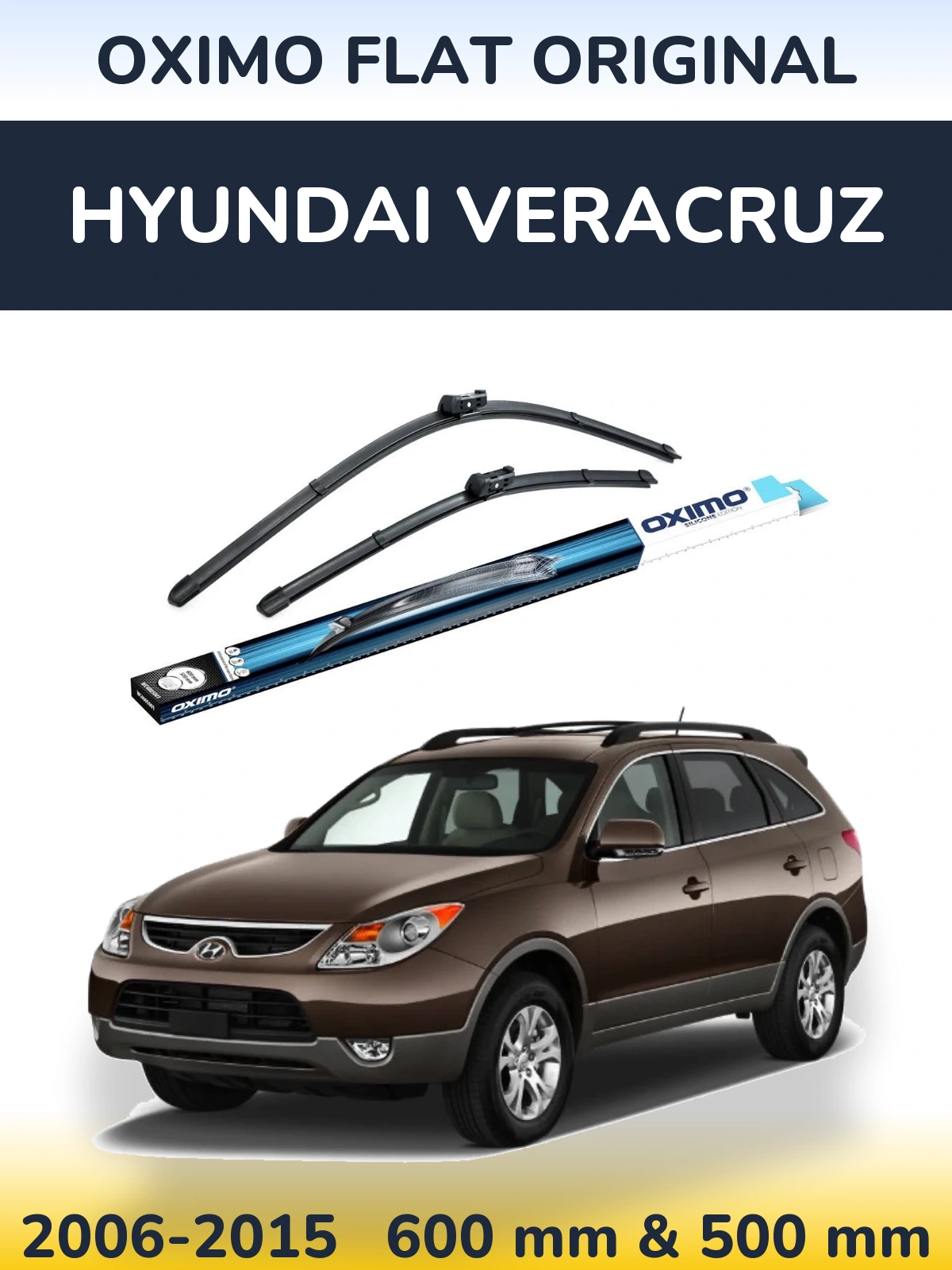 Front wiper blade set Oximo Flat Original 600 & 500 мм for Hyundai Veracruz 2006-2015