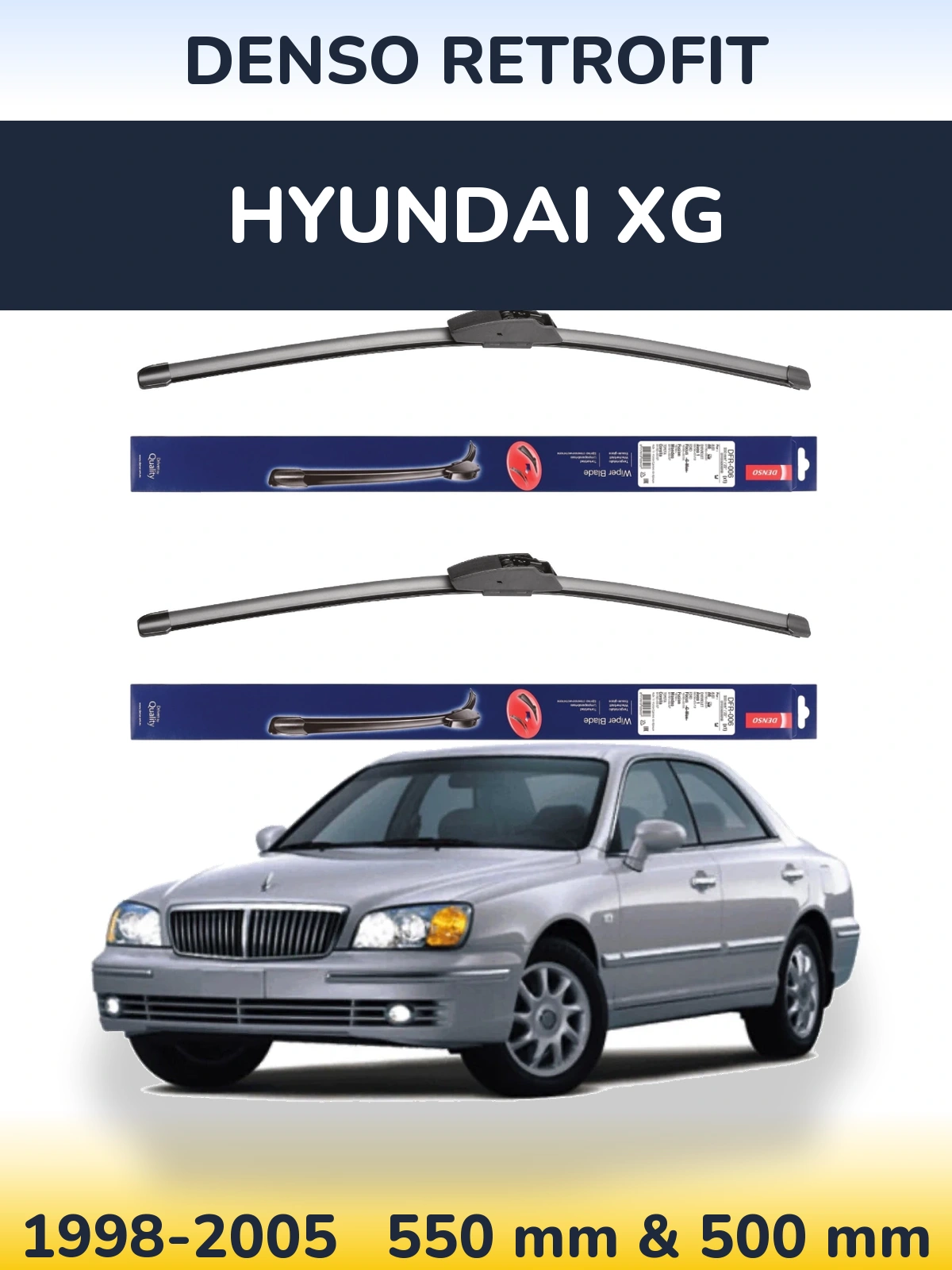 Комплект передних дворников Denso Retrofit 550 & 500 мм для Hyundai XG 1998-2005