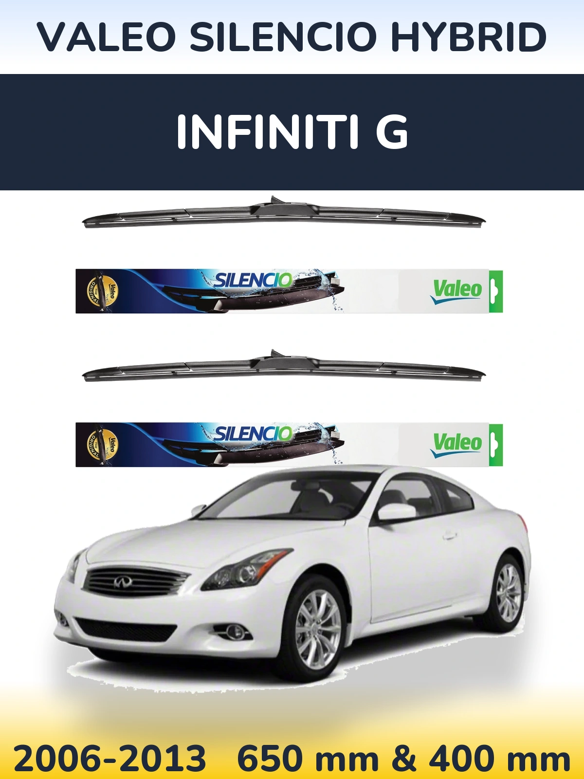 Комплект передних дворников Valeo Silencio Hybrid 650 & 400 мм для Infiniti G 2006-2013
