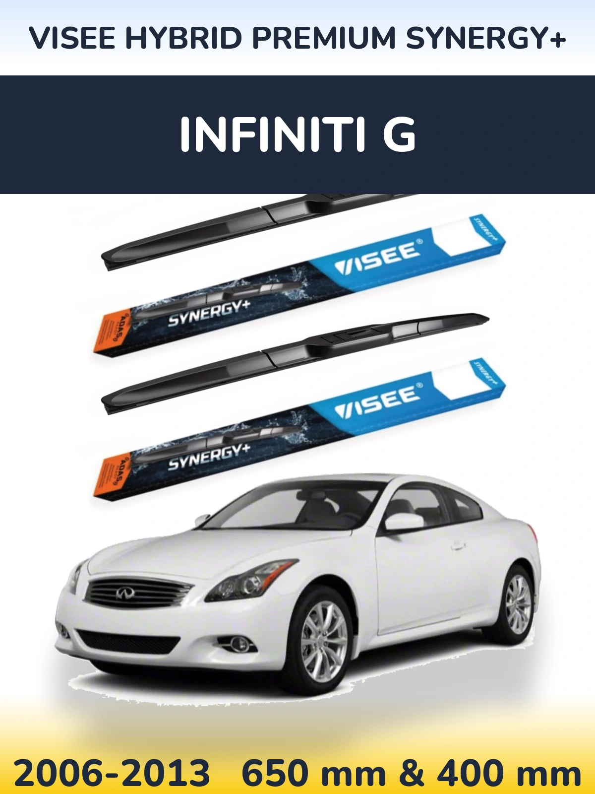 Комплект передніх щіток VISEE HYBRID PREMIUM SYNERGY+ 650 & 400 мм для Infiniti G 2006-2013