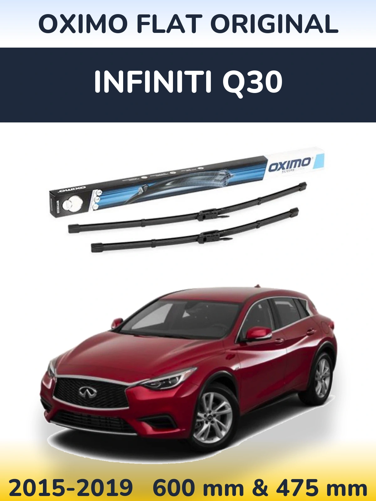Komplet przednich wycieraczek Oximo Flat Original 600 & 475 mm do Infiniti Q30 2015-2019