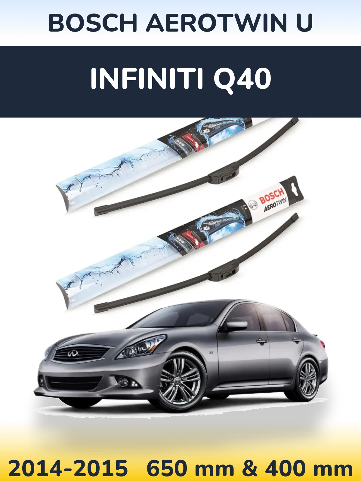 Комплект передніх щіток BOSCH AeroTwin U 650 & 400 мм для Infiniti Q40 2014-2015